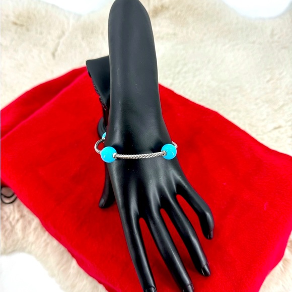 David Yurman Turquoise Bead Station Bangle Bracelet - Picture 4 of 5